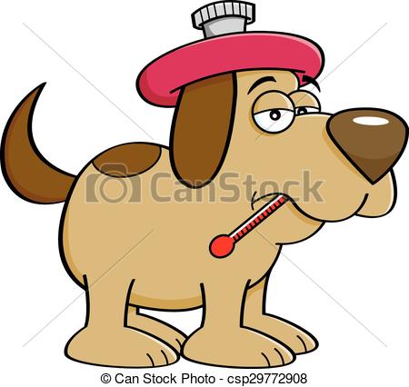 450x426 Cartoon Sick Dog With A Thermometer. Cartoon Illustration