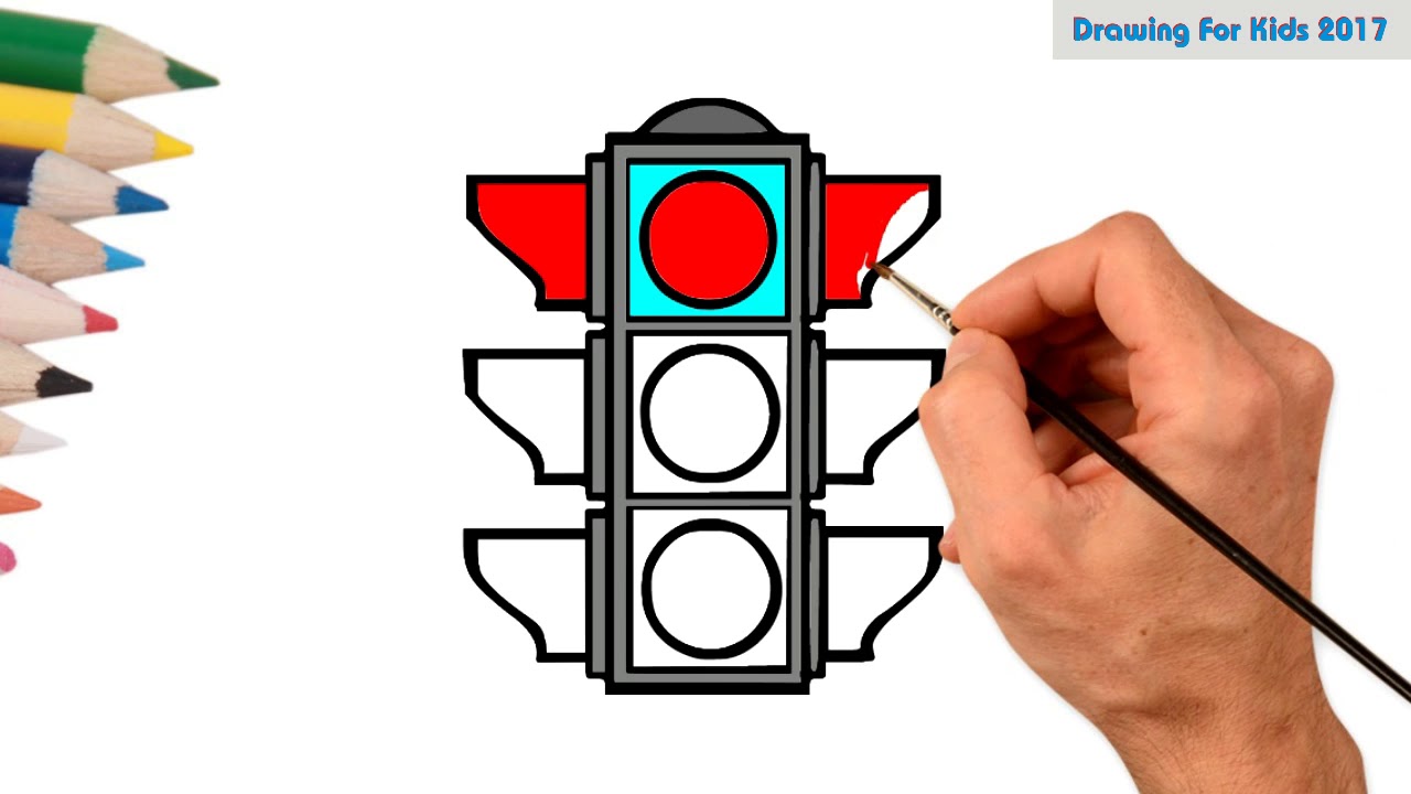 1280x720 How To Draw Traffic Light Signal For Kids Learn Drawing Traffic