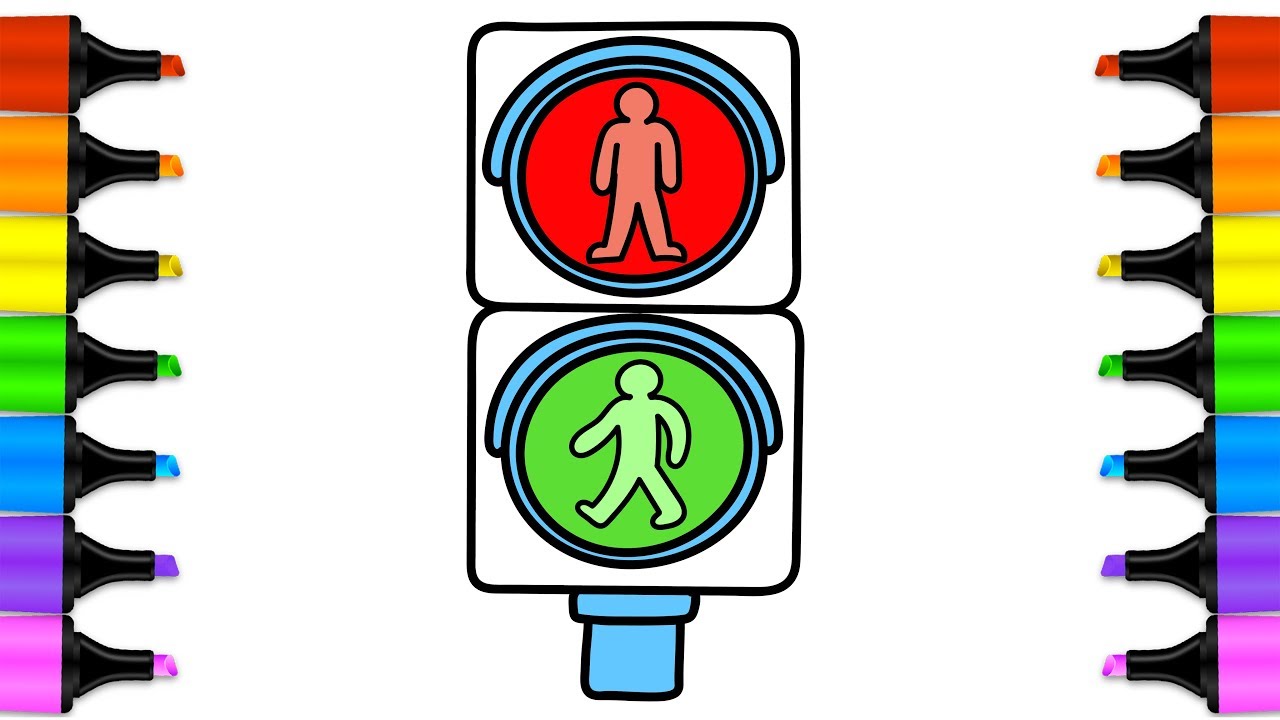 1280x720 How To Draw Traffic Lights. Learn Drawing For Kids With Coloring