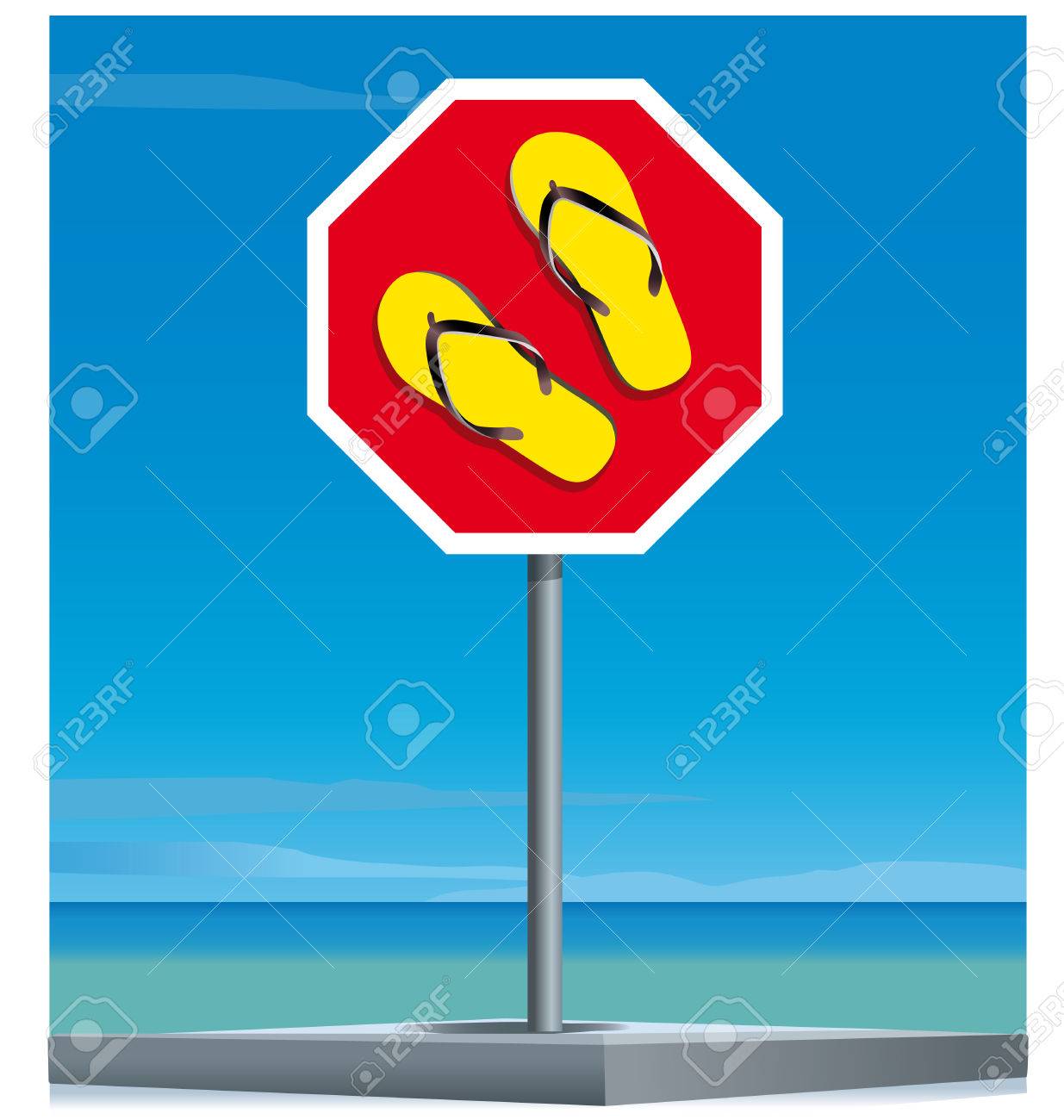 1235x1300 Signal Drawing Flip Flops With A Background Summer Illustration