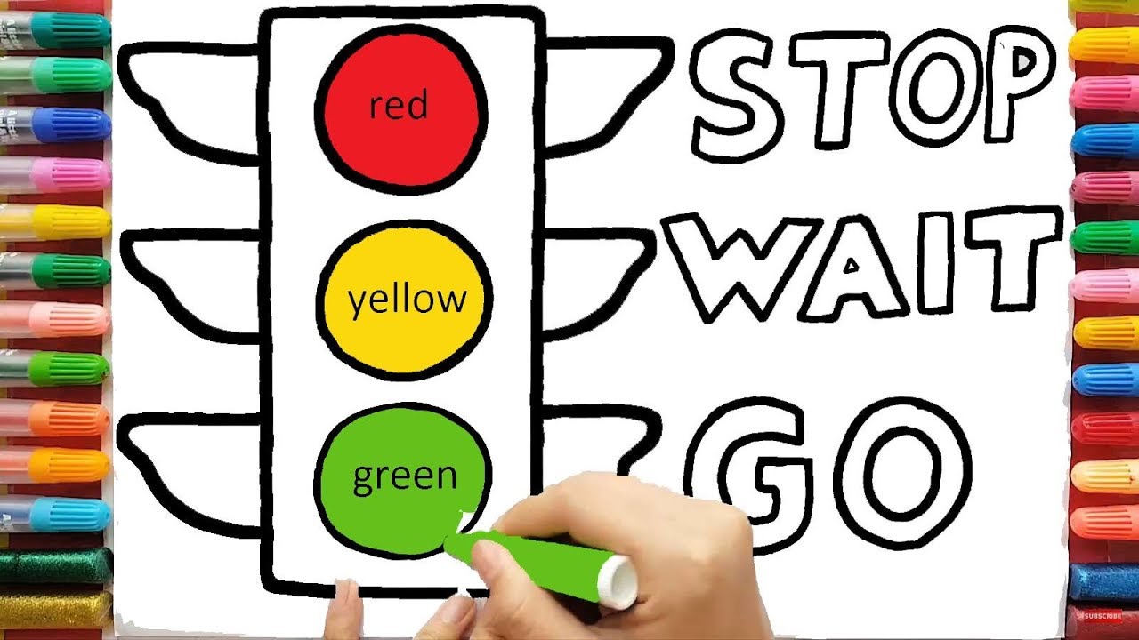 1280x720 Traffic Light Drawing Coloring Pages Red Yellow Green