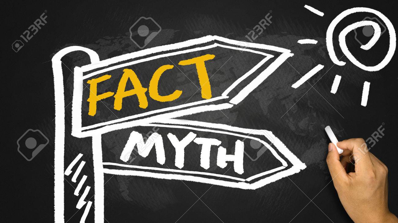 1300x729 Fact And Myth Concept Signpost Hand Drawing On Blackboard Stock