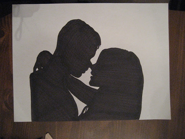 640x480 Silhouette Of Couple Marker Drawing Fabric Collages And Art
