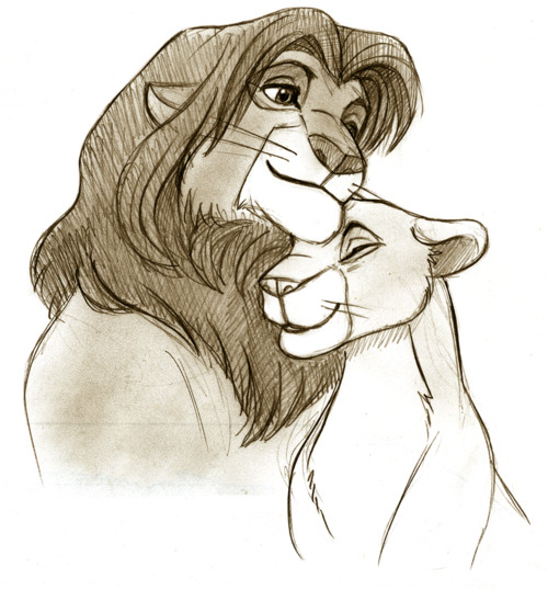 500x538 Simba Nala Sketch Disney Sketches, Lions