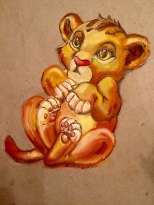 225x300 Lion King Little Simba Art Pastel Drawing A3 Original Ebay