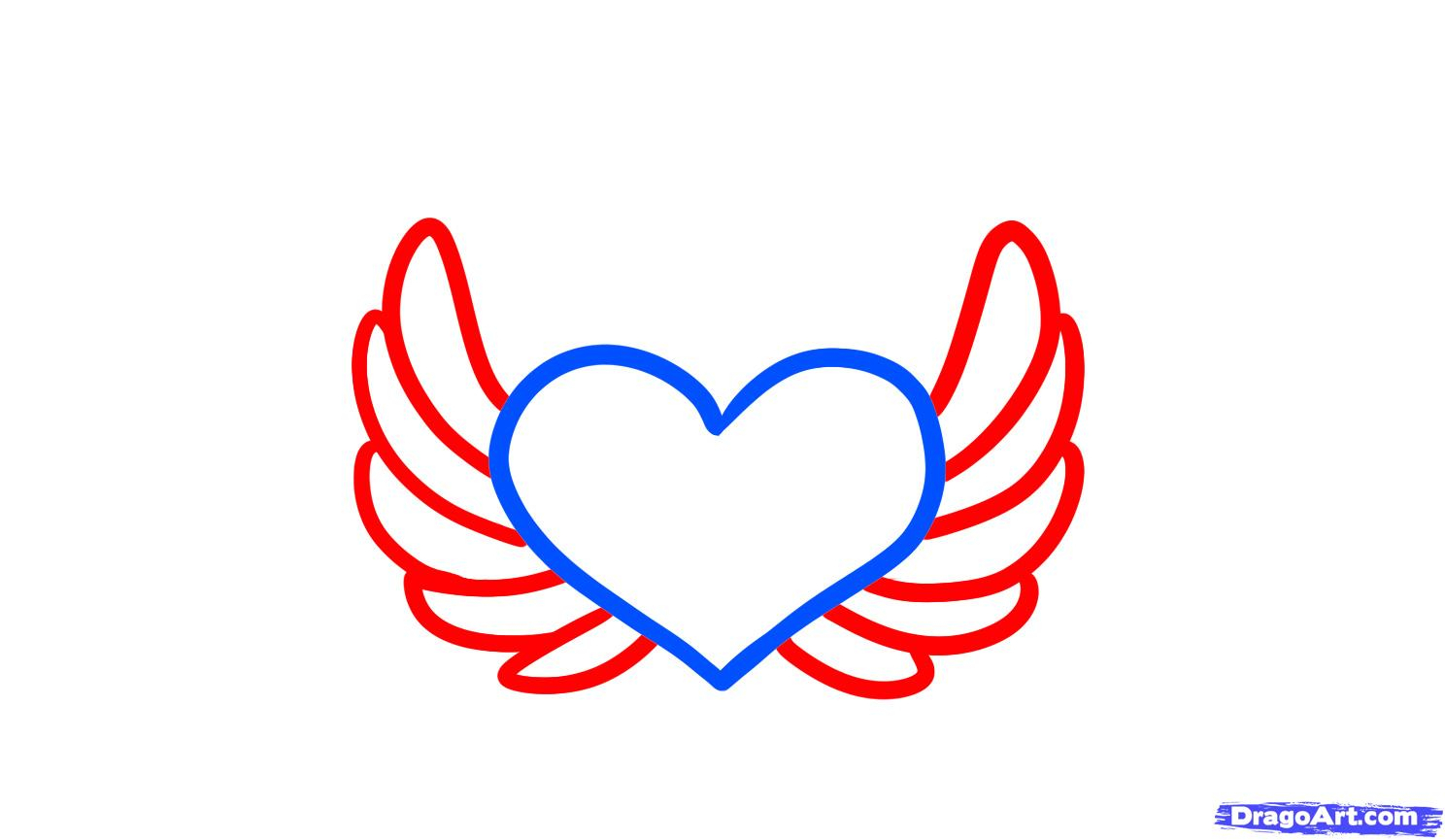1488x865 Simple Angel Wings Drawing How To Draw Angel Hearts, Step By Step