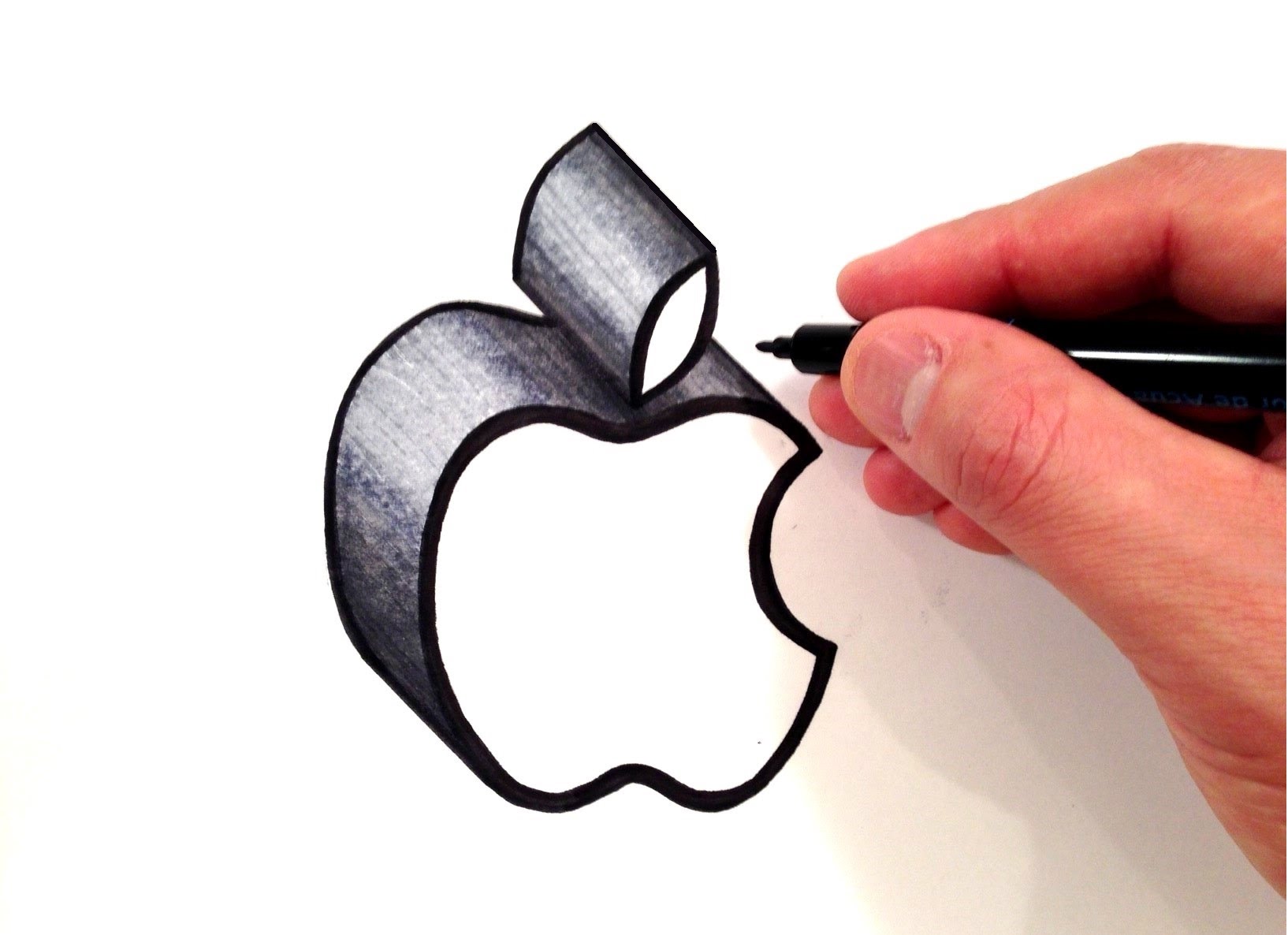 1634x1186 How To Draw The Apple Logo In 3d
