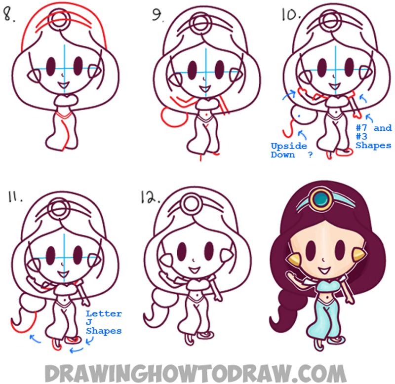 800x778 How To Draw Cute Baby Kawaii Chibi Jasmine From Disney's Aladdin