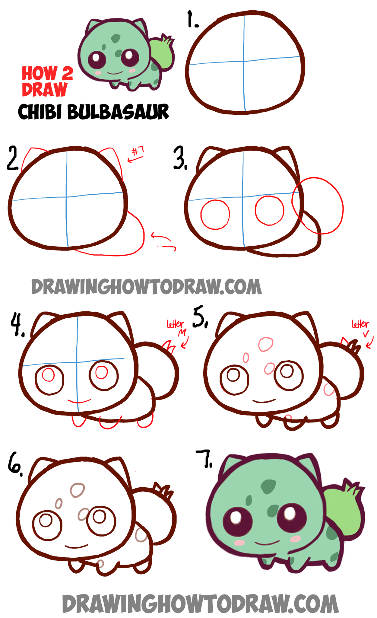 1250x2048 How To Draw Cute Baby Chibi Bulbasaur From Pokemon In Easy Steps