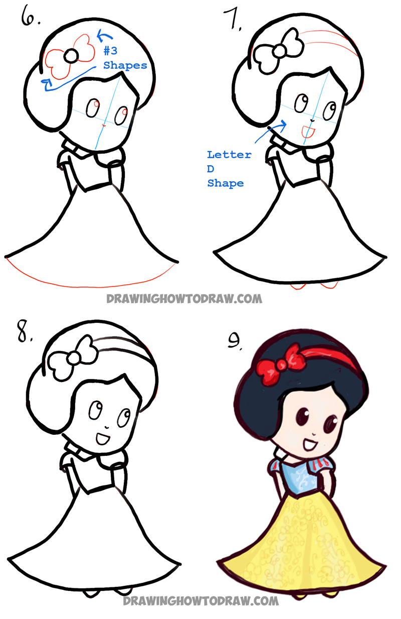 800x1233 How To Draw Cute Baby Chibi Snow White In Simple Step By Step