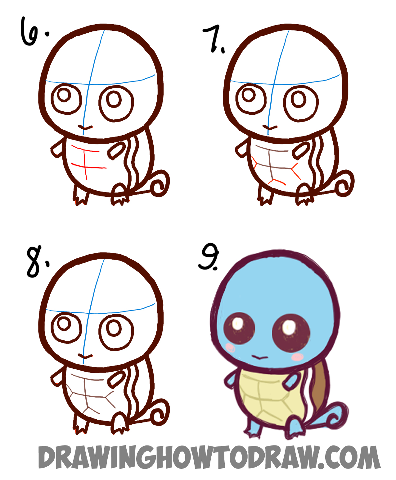 1276x1544 How To Draw Cute Baby Chibi Squirtle From Pokemon Easy Step By