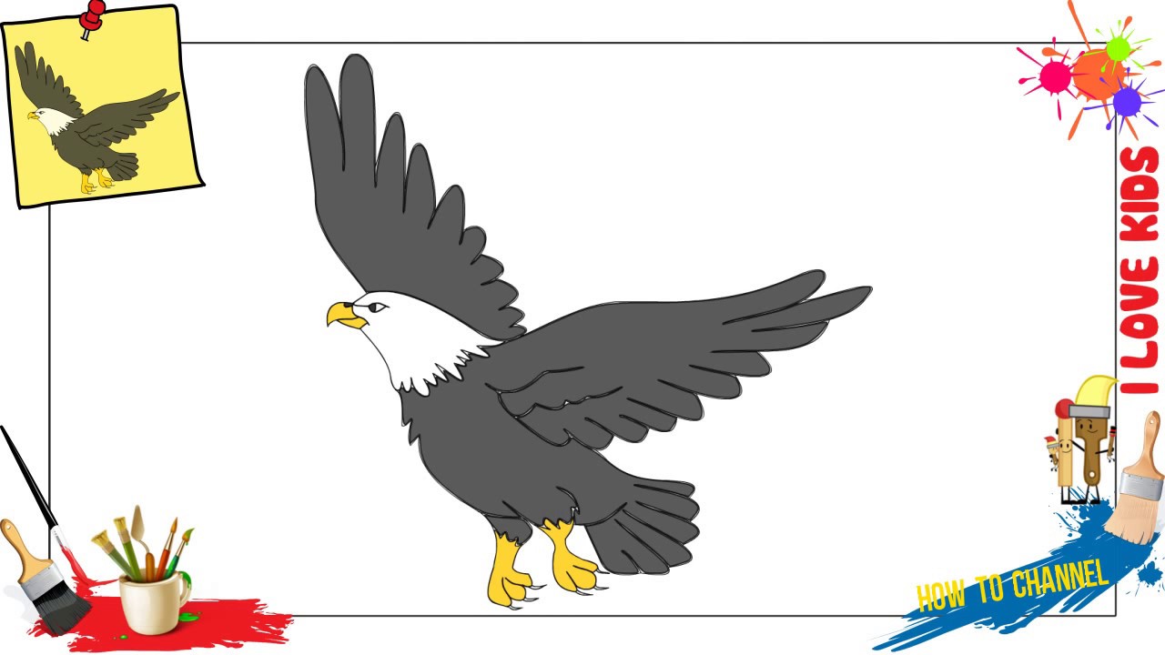 1280x720 How To Draw An Eagle Easy Step By Step For Kids, Beginners
