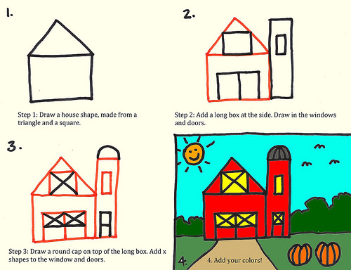 500x384 How To Draw A Red Barn Art For Kids