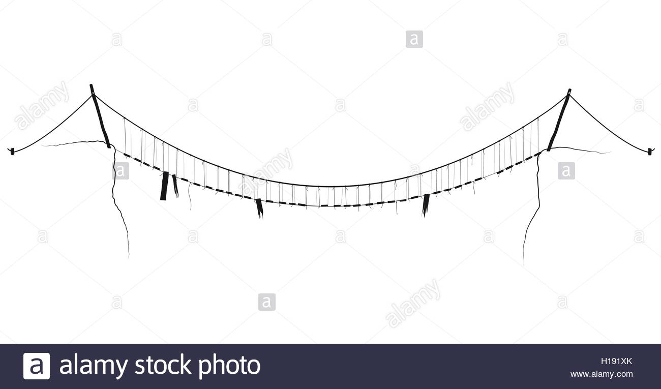 1300x765 Vector Simple Rope Suspension Hanging Bridge Black Symbol Stock