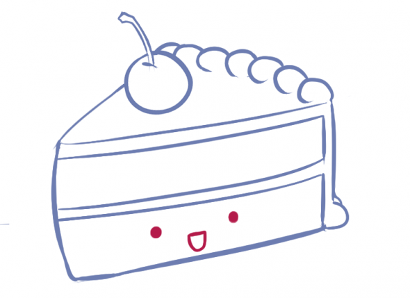 590x429 How To Draw A Kawaii (Cute) Cake Slice Cake, Kawaii And Drawings