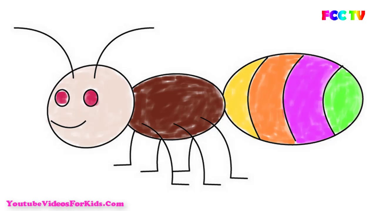 1280x720 Simple Ant Drawing For Kids And Learning Colors