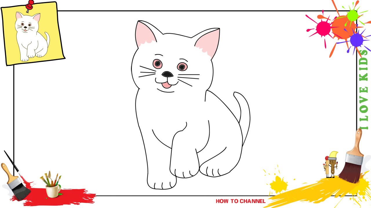 1280x720 How To Draw A Cat 3 Simple, Easy Amp Slowly Step By Step For Kids