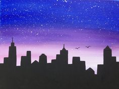 236x177 Night City Skyline Painting Lesson Night City, City Skylines