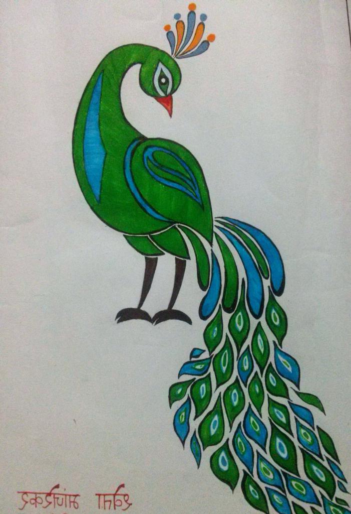 Simple Colorful Peacock Drawing at GetDrawings | Free download