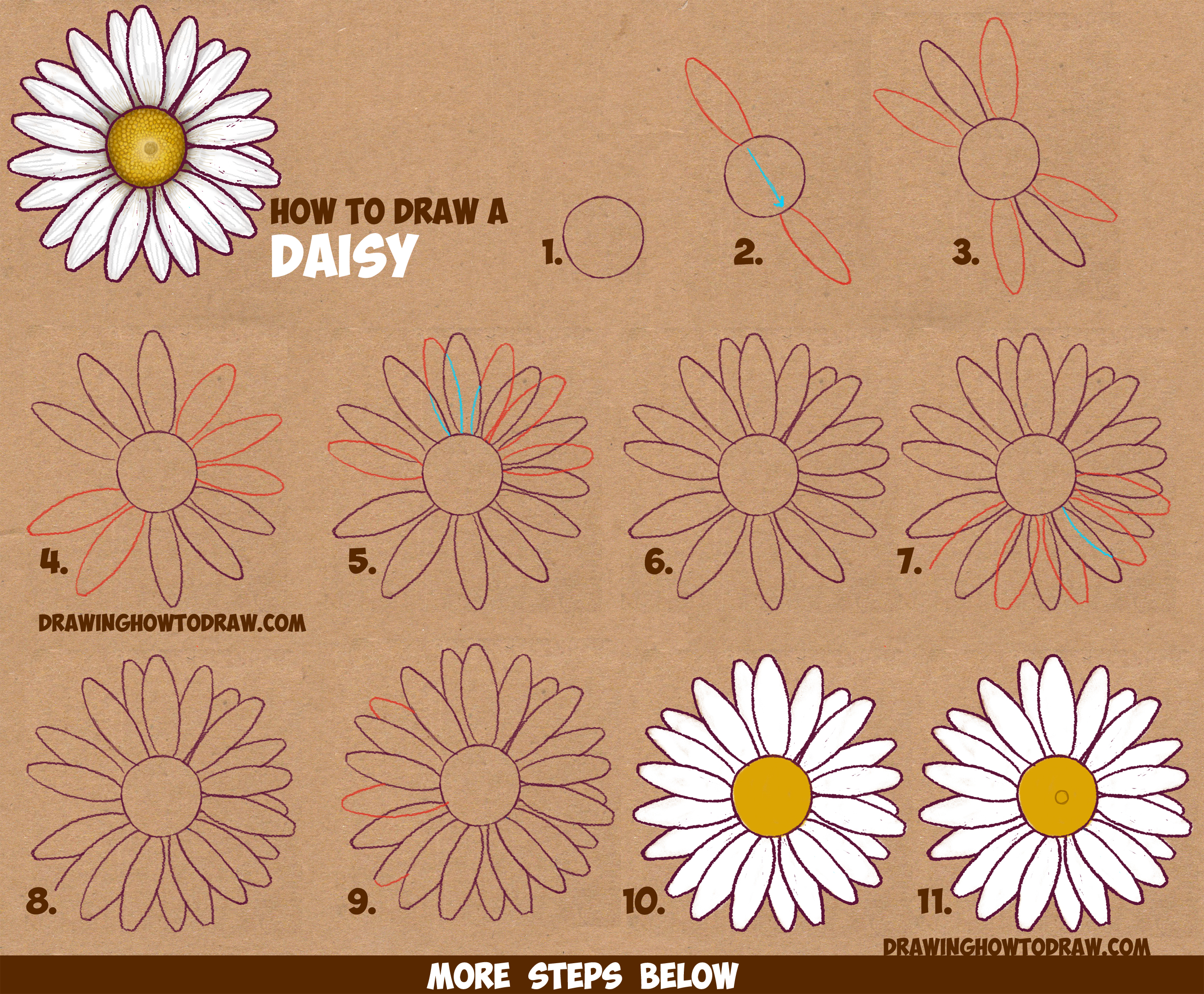 2500x2064 How To Draw A Daisy Flower (Daisies) In Easy Step By Step Drawing