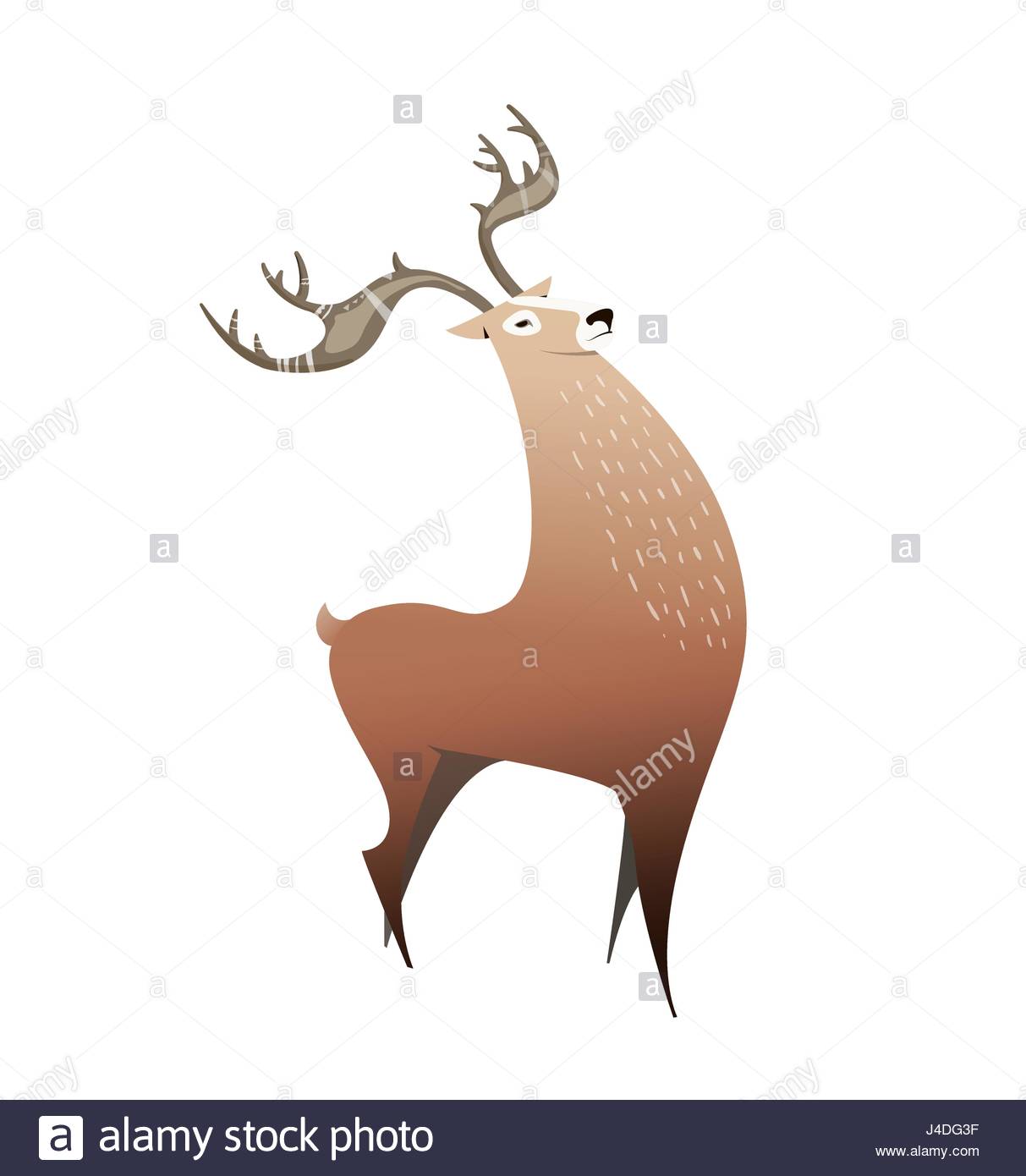 1213x1390 Wild Deer With Big Horns. Illustration Cartoon Style, Simple. Deer