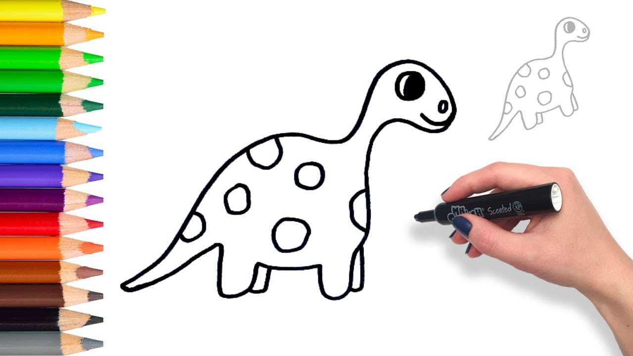 1280x720 Learn How To Draw A Dinosaur Teach Drawing For Kids And Toddlers