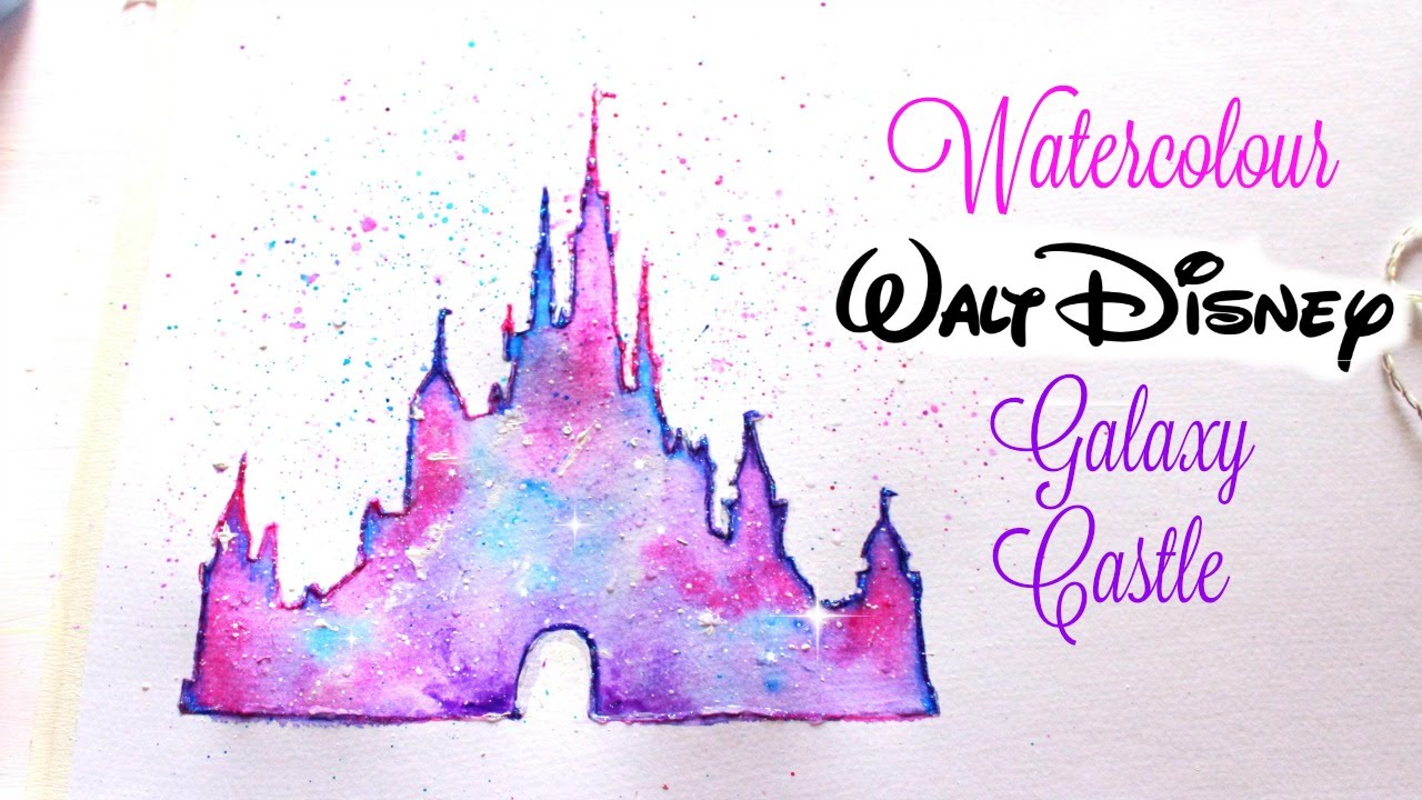 1280x720 Simple Walt Disney Castle Galaxy Watercolor Tutorial
