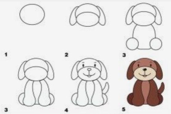 556x372 Drawing A Dog To Show Children How To Use Shapes. Puppies
