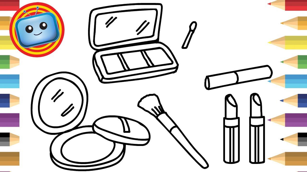 1280x720 How To Draw A Makeup Set For Kids Colouring Book Simple