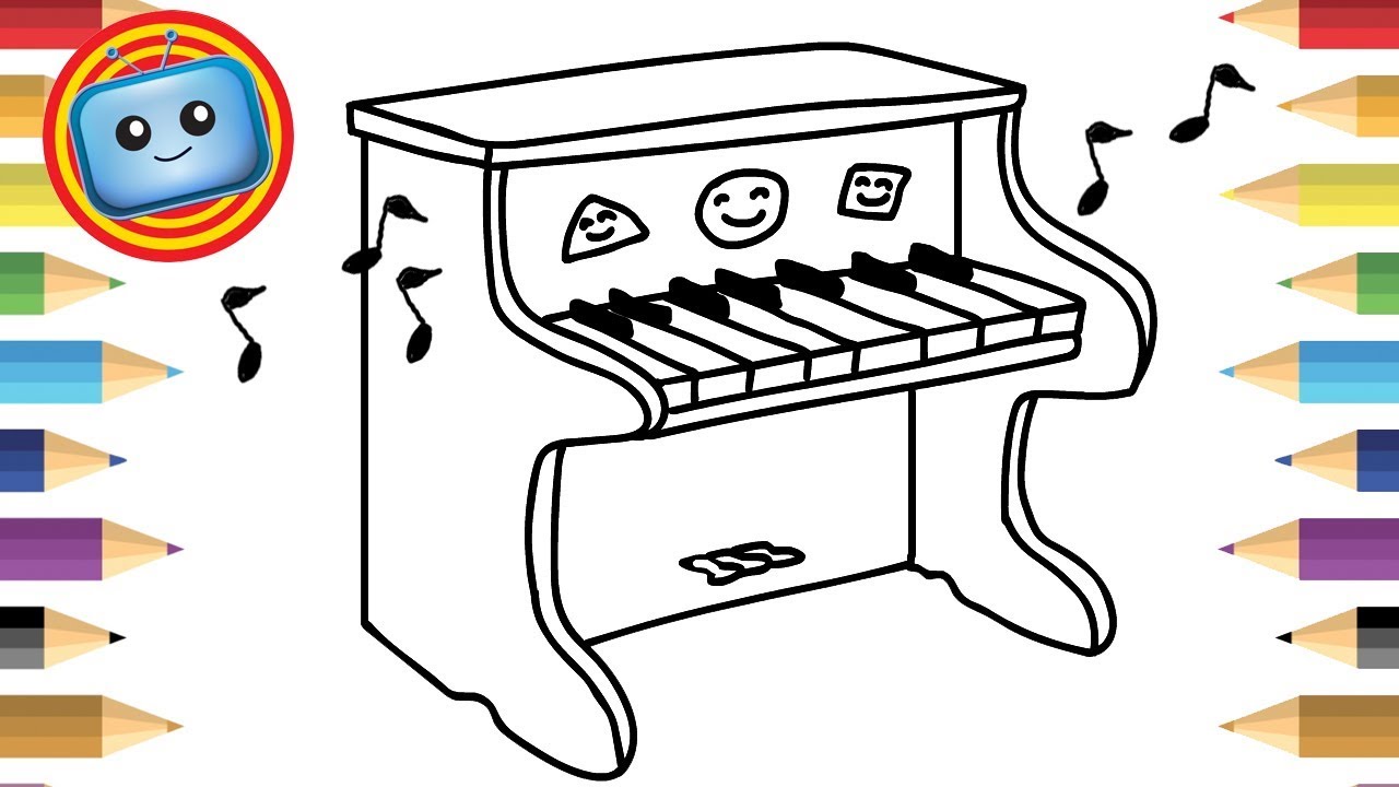 1280x720 How To Draw A Toy Piano Colouring Book Simple Drawing Game