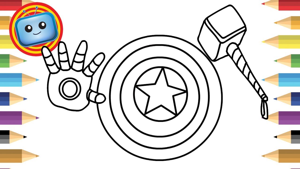 1280x720 How To Draw The Avengers Items Colouring Book Simple Drawing