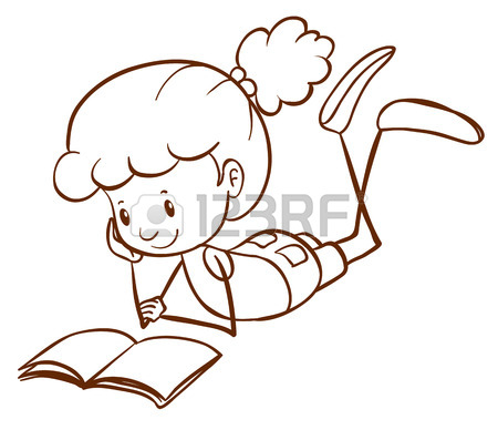450x388 Illustration Of The Simple Sketches Of Kids Reading And Writing