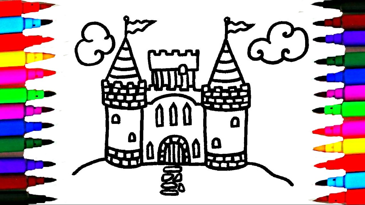 1280x720 How To Draw And Color Castle L Kids Drawing Simple Castle Coloring