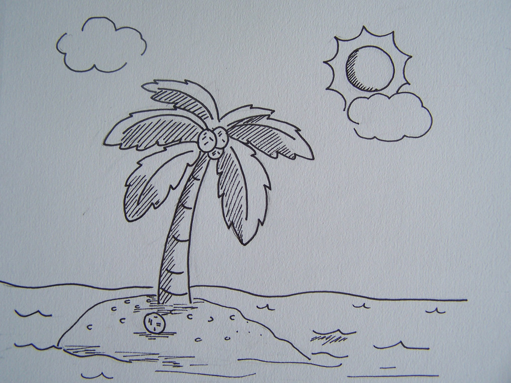 1024x768 Landscape Simple Drawing