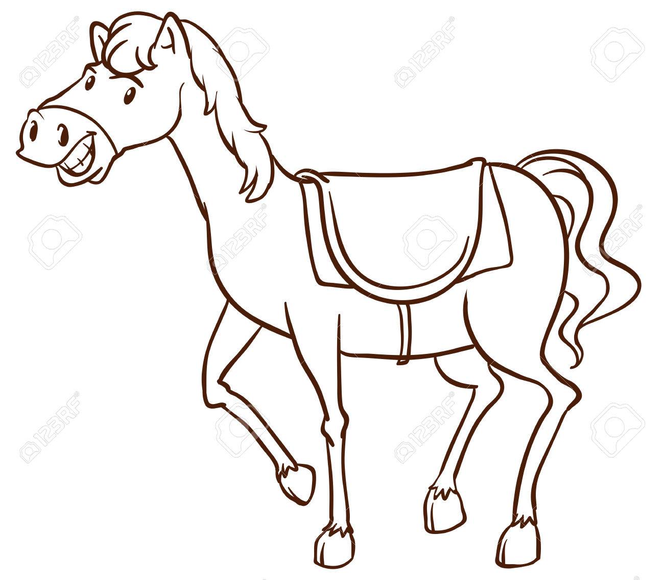 1300x1134 A Simple Drawing Of A Horse On A White Background Royalty Free
