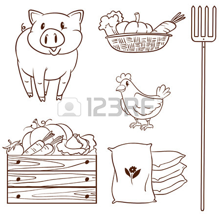 450x439 Illustration Of A Simple Drawing Of A Farm Girl On A White