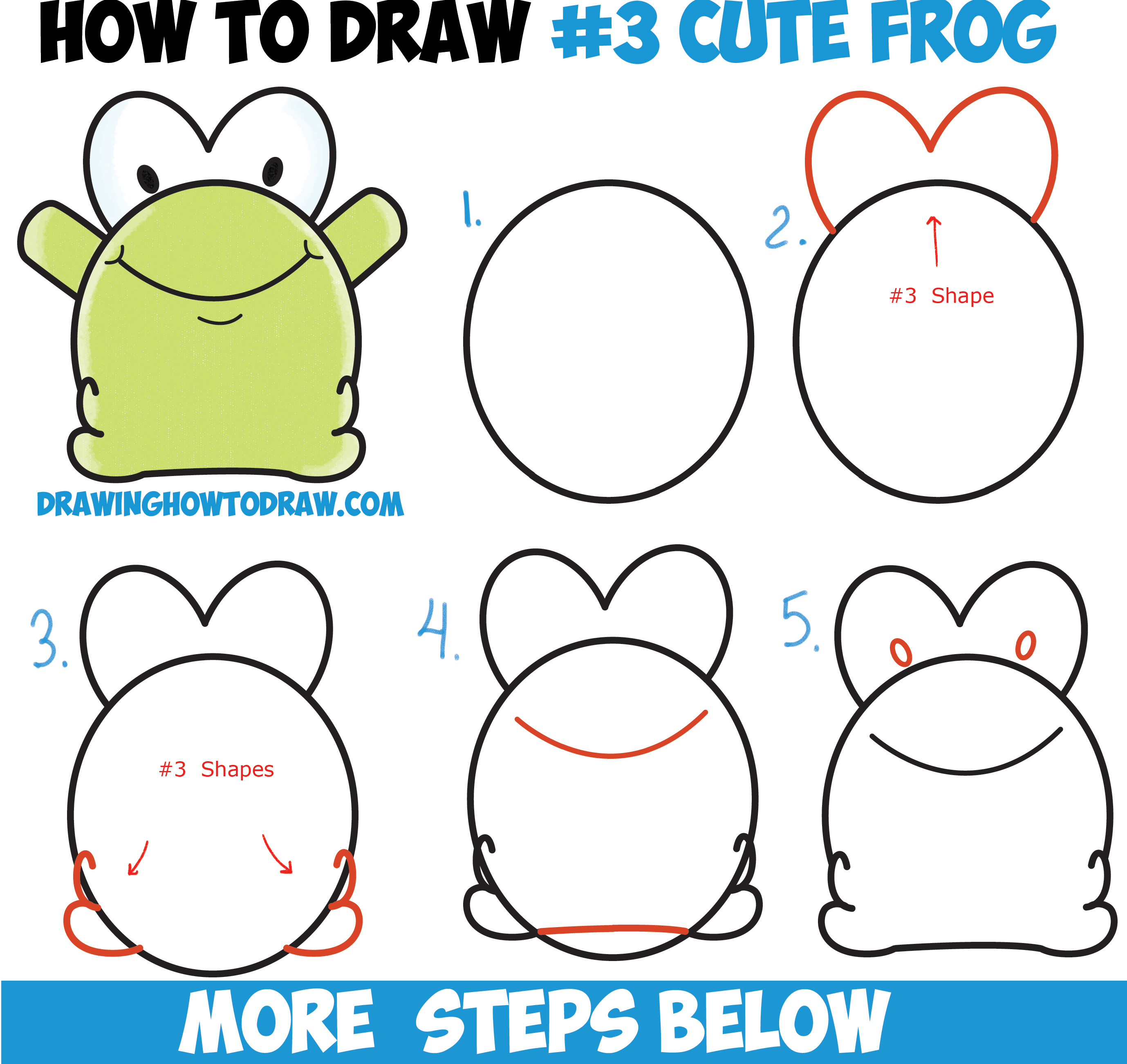 2757x2604 How To Draw Cute Cartoon Baby Frog From Number 3 Shape Easy Step