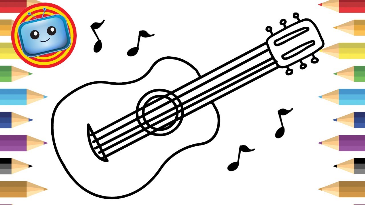 1280x720 How To Draw A Guitar Colouring Book Simple Drawing Game