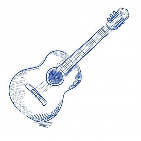 450x450 Acoustic Guitar, Sketch, Drawing, Illustration Cool