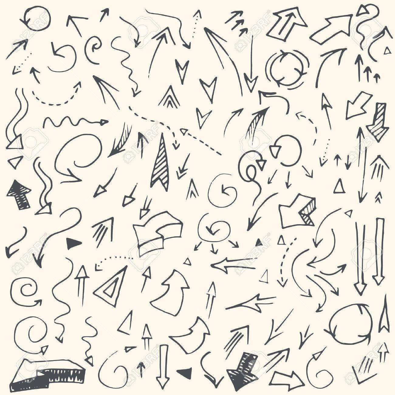 1300x1300 Perfect Vintage Simple Hand Drawn Arrows Made In Vector. Fully