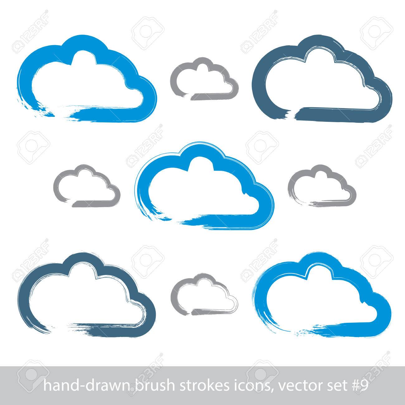 1300x1300 Set Of Hand Drawn Simple Stroke Vector Cloud Icons, Collection