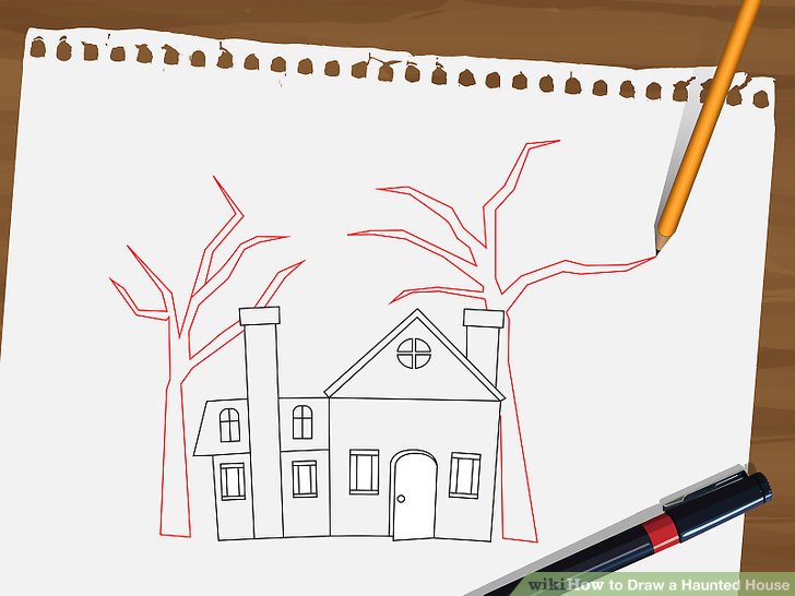 728x546 How To Draw A Haunted House 15 Steps (With Pictures)