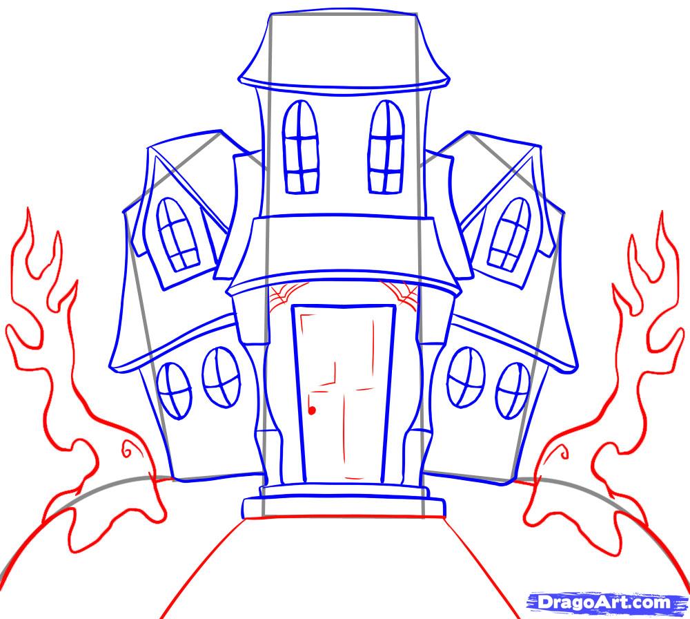 1000x896 How To Draw A Haunted House Boo! House, Drawings