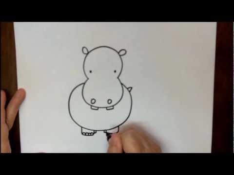 480x360 How To Draw A Hippopotamus Step By Step Hippo Drawing For Kids