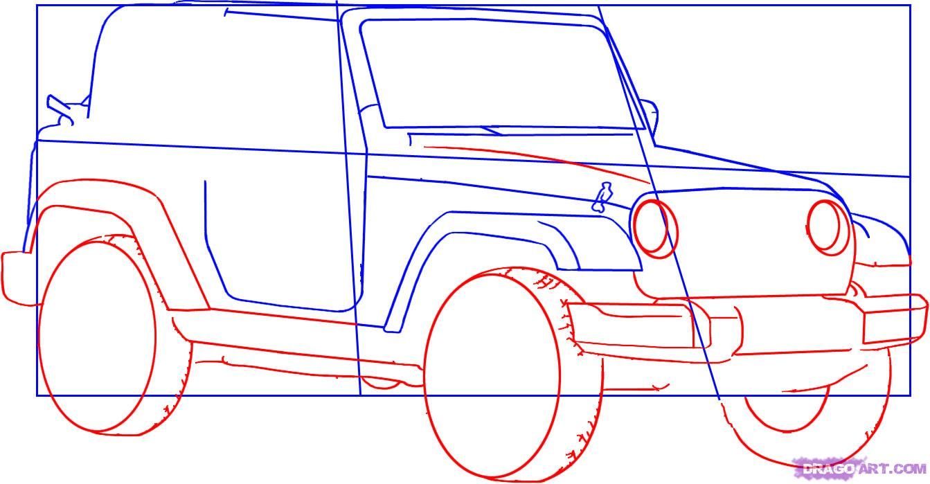 1343x699 How To Draw A Jeep Wrangler Step 3 Fave Jeeps
