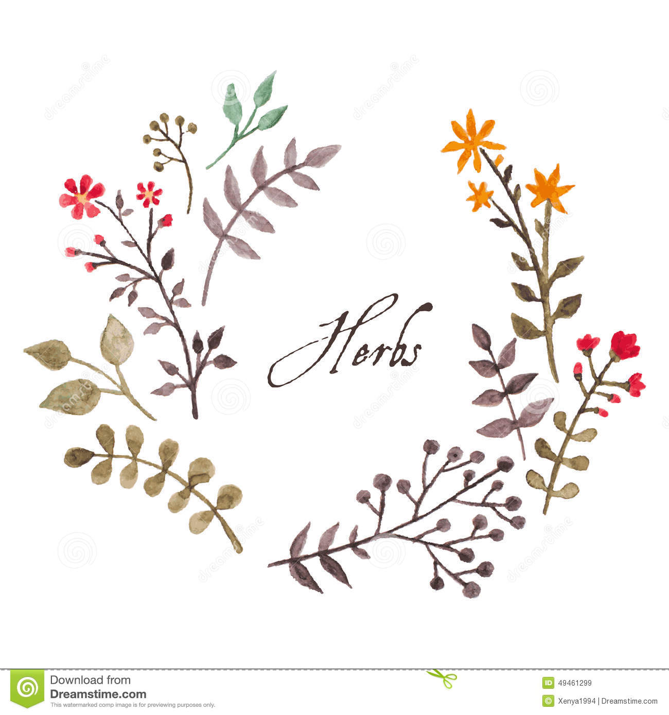 1300x1390 Simple Cute Floral Oval Wreath Autumn Branches Leaves Vectorized