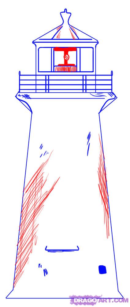 425x1000 Step 4. How To Draw A Simple Lighthouse How To Draw A Lighthouse