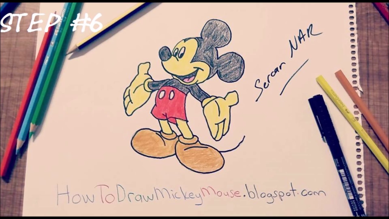 1280x720 Step By Step Mickey Mouse Drawing Full Body Mickey Mouse Drawing
