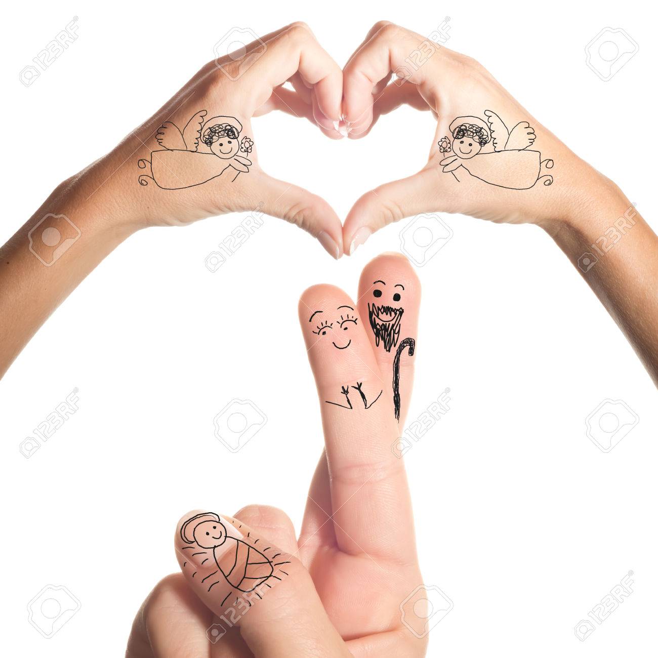 1300x1300 Nativity Scene Simple Drawing In The Fingers And Hands Isolated