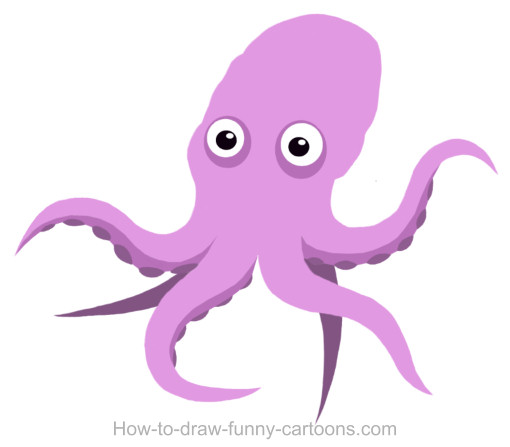 510x447 Octopus Drawing (Cartoon Painting)